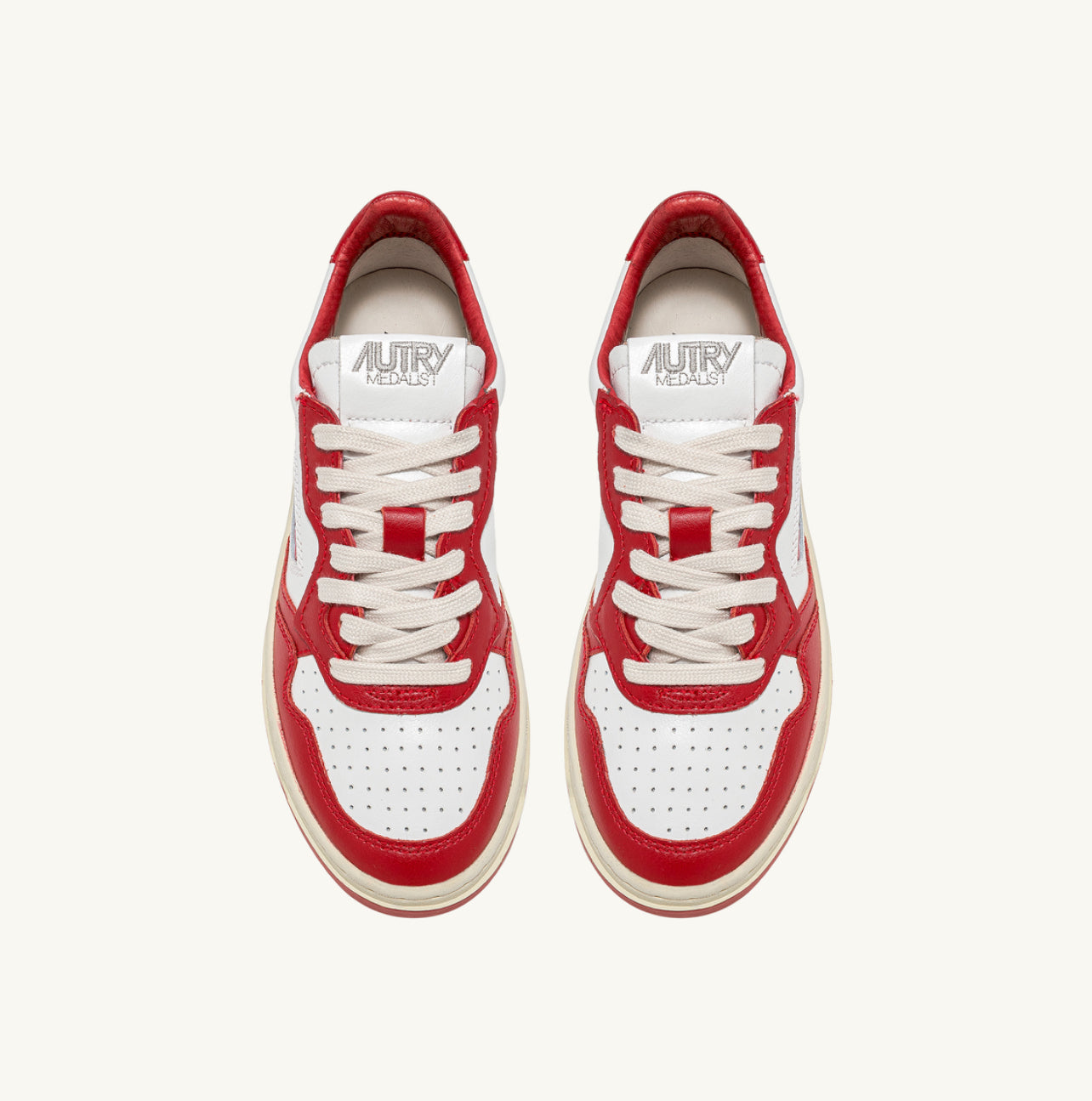 UNISEX SNEAKERS MDLST BICOLOR AUS WEISSEM UND ROTEM LEDER