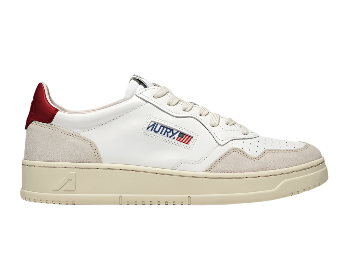 UNISEX SNEAKERS MDLST AUS WILDLEDER UND LEDER FARBE WEISS ROT