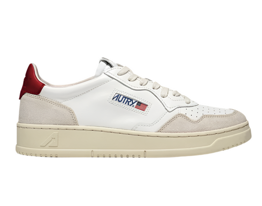 UNISEX SNEAKERS MDLST AUS WILDLEDER UND LEDER FARBE WEISS ROT
