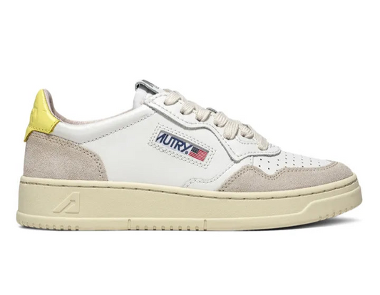 UNISEX SNEAKERS MDLST AUS WILDLEDER UND LEDER FARBE WEISS GELB