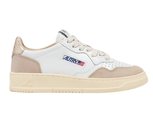 UNISEX SNEAKERS MDLST AUS LEDER UND WILDLEDER IN WEISS UND GOLD
