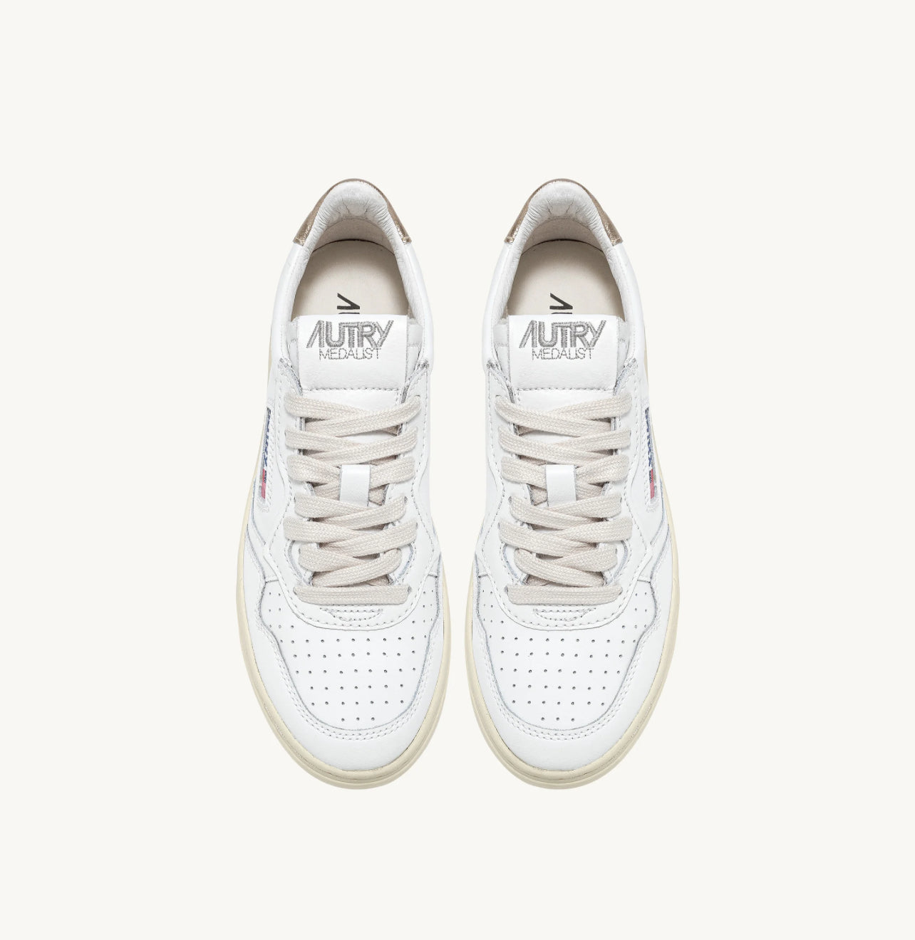 UNISEX SNEAKERS MDLST AUS LEDER IN WEISS UND GOLD METALLIC