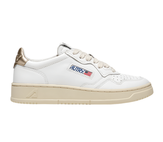 UNISEX SNEAKERS MDLST AUS LEDER IN WEISS UND GOLD METALLIC