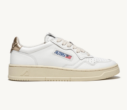 UNISEX SNEAKERS MDLST AUS LEDER IN WEISS UND GOLD METALLIC